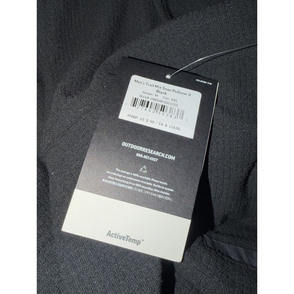 NWT Outdoor Research Men's Trail Mix Snap Pullover II - XXL Black - Picture 6 of 7